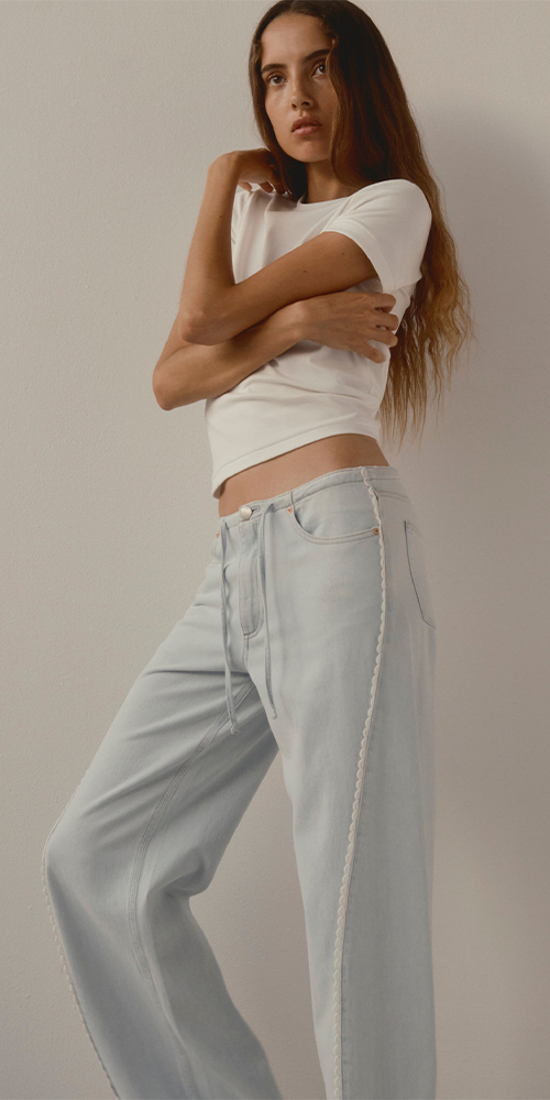 Sienna Low-Slung Wide Leg Relaxed 31” Jeans Saltstone Lace