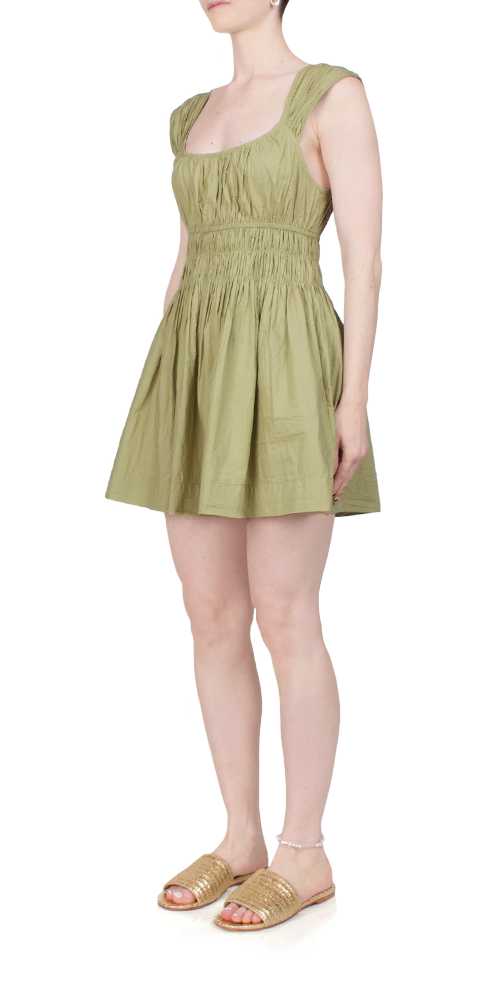 Abella Cotton Mini Dress Khaki