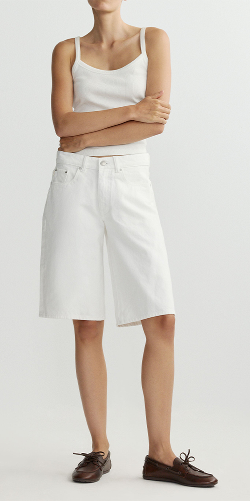 Abby Relaxed Jean Short Low Rise 13" White