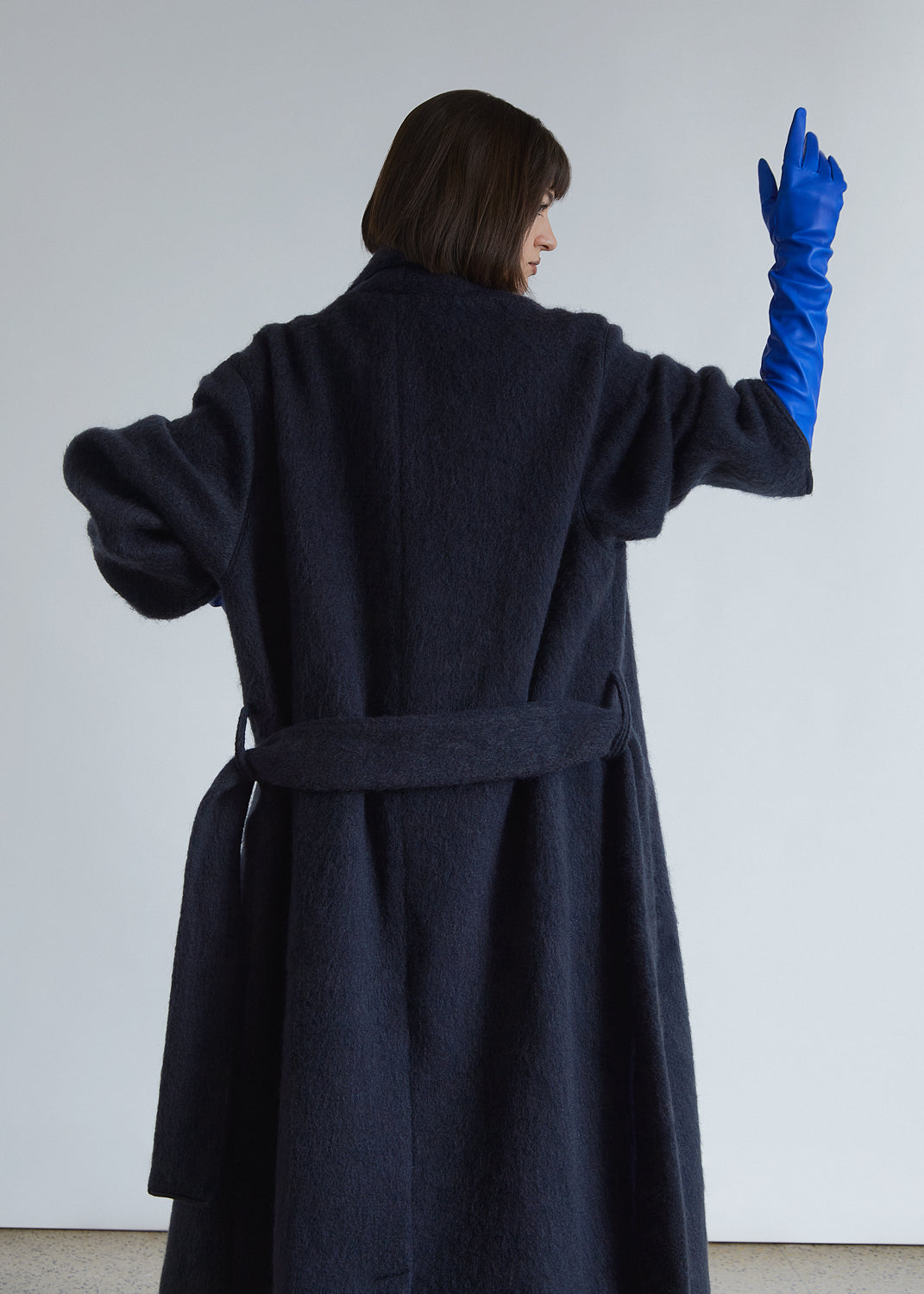 Leather opera gloves Cobalt Bleu