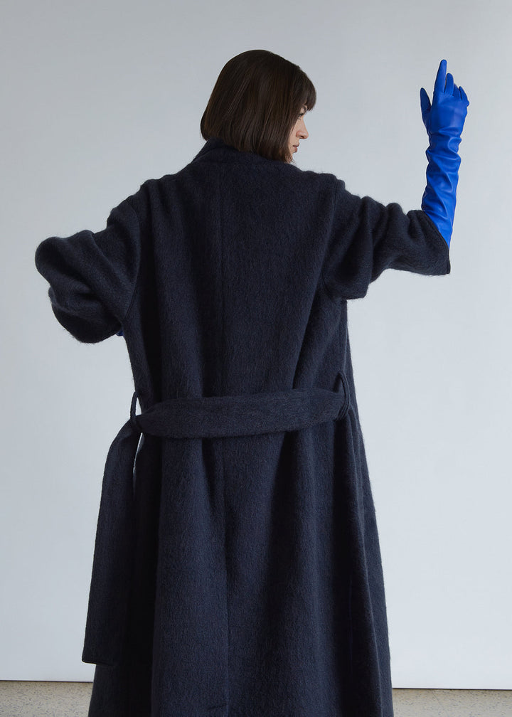 Leather opera gloves Cobalt Bleu