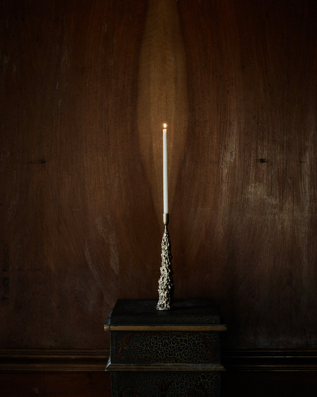 Fiera Candle Holder in Aged Brass
