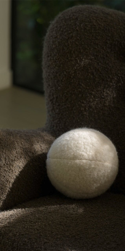 Teddy Sphere Pillow - Ivory