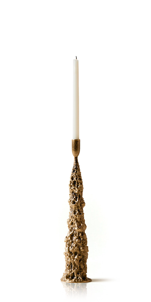 Fiera Candle Holder in Aged Brass