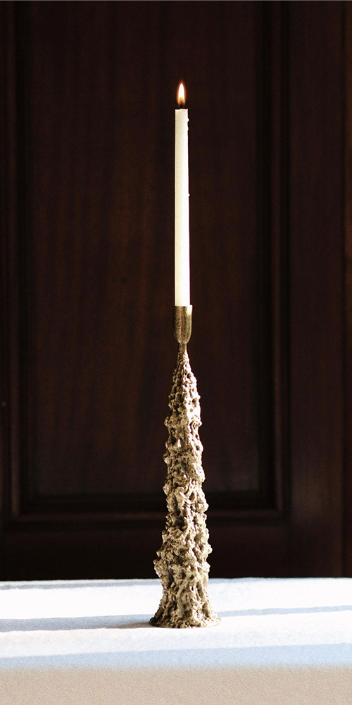 Fiera Candle Holder in Aged Brass