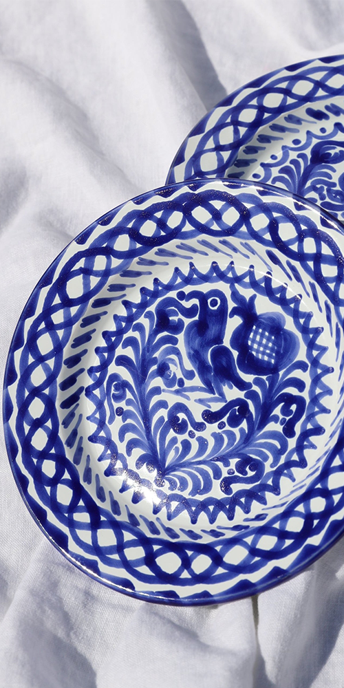 Salad plate with hand painted designs