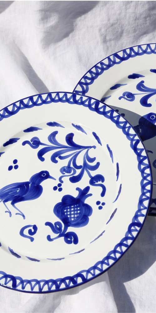 Dinner plate with hand painted designs