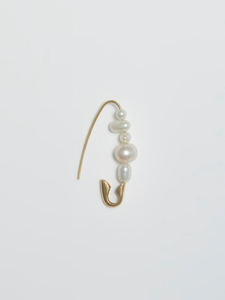 Mixed Pearl Safety Pin Earring