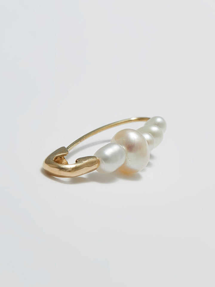 Mixed Pearl Safety Pin Earring