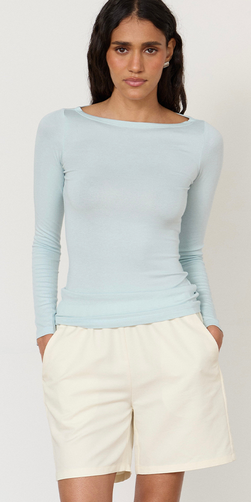 Lane Boatneck Top Light Blue