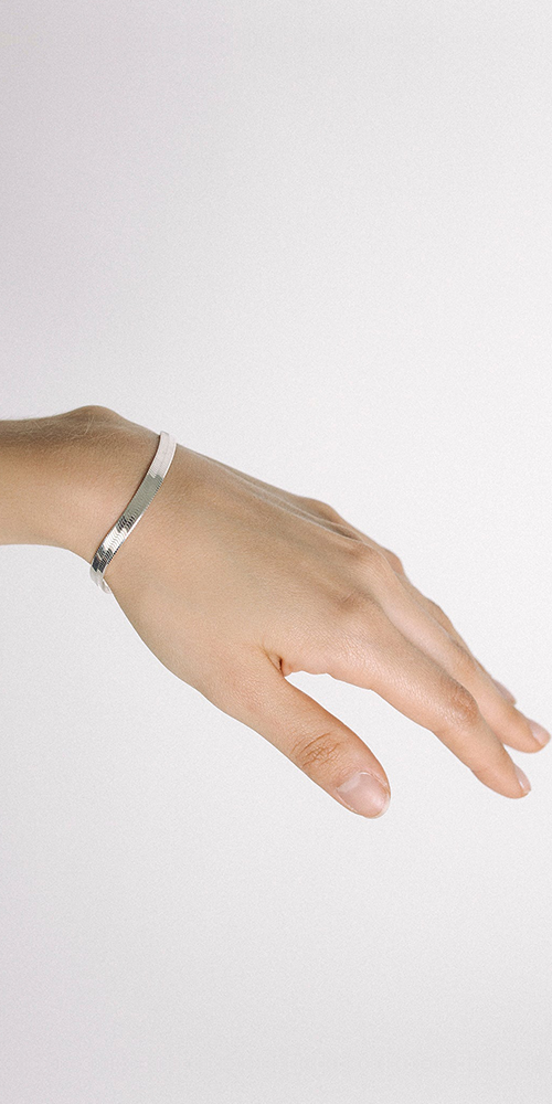 XL Sterling Silver Herringbone Bracelet