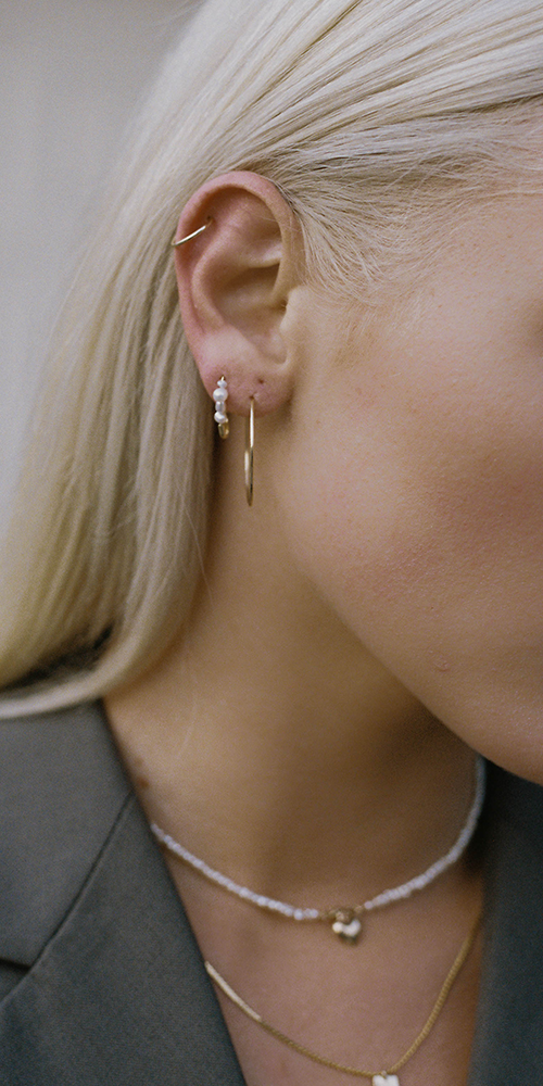 Mini Mixed Pearl Safety Pin Earring