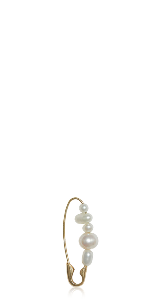 Mixed Pearl Safety Pin Earring