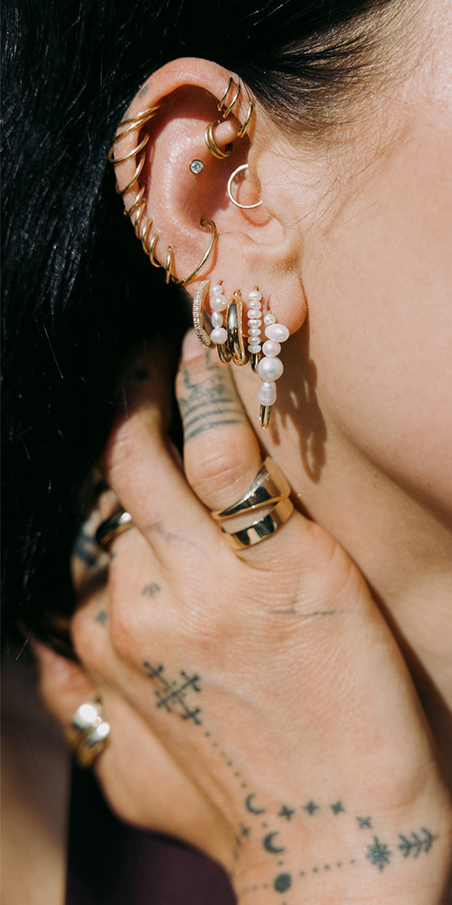 Mixed Pearl Safety Pin Earring