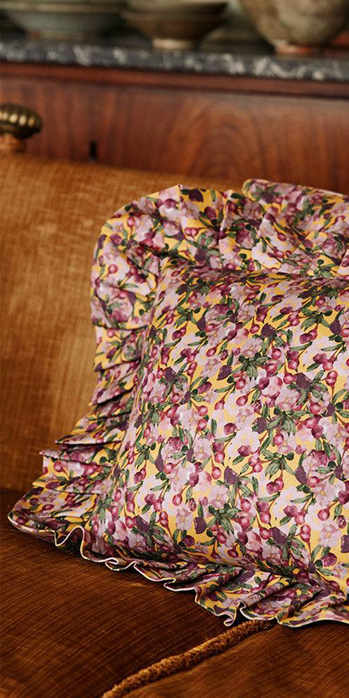 Ruffled Pillow Cover Romance is Dead Yellow