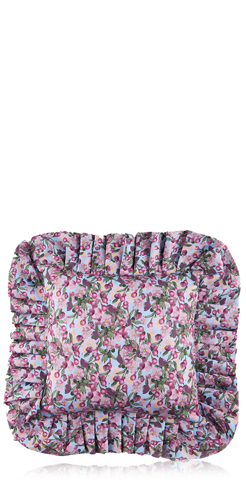 Ruffled Pillow Cover Romance is Dead Blue