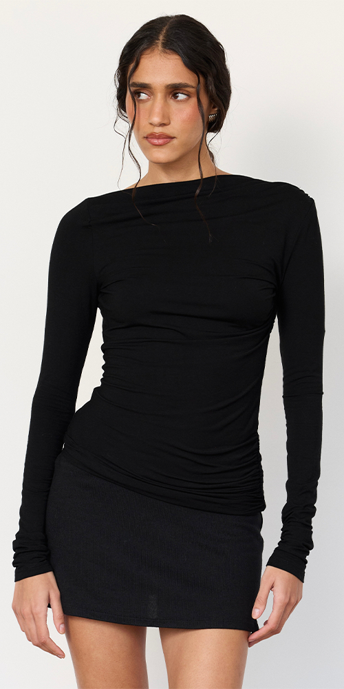 Romy Open Back Top Black