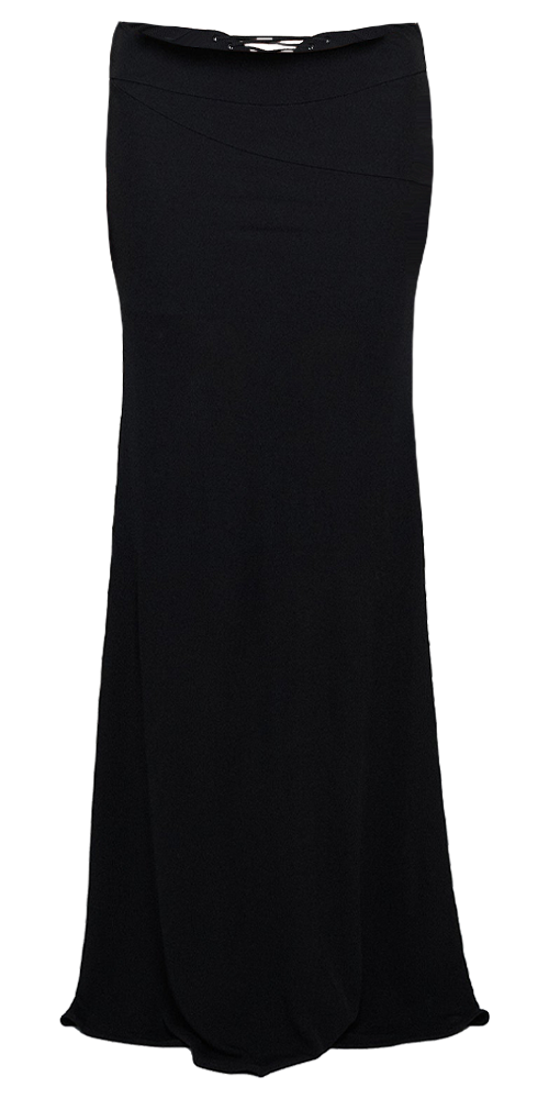 Lace-Up Paneled Maxi Skirt Black