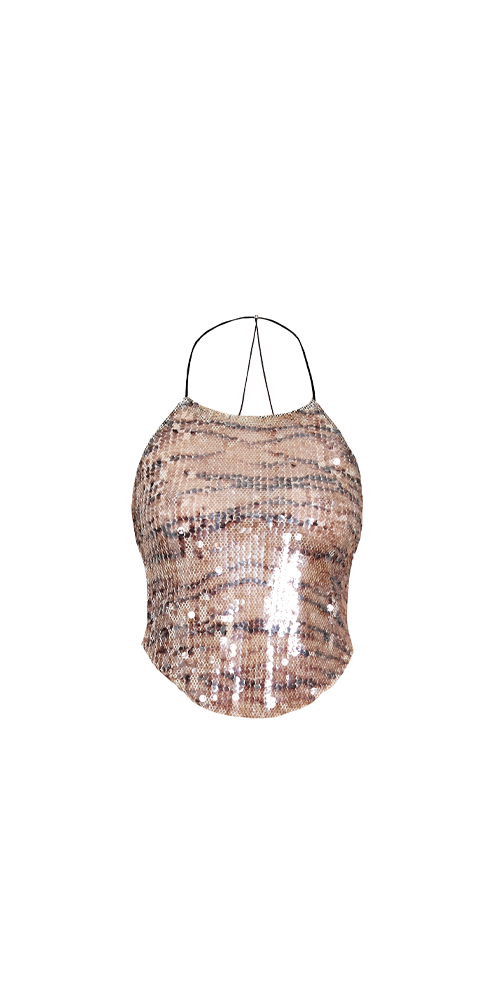 Tiger Sequin Halter Top