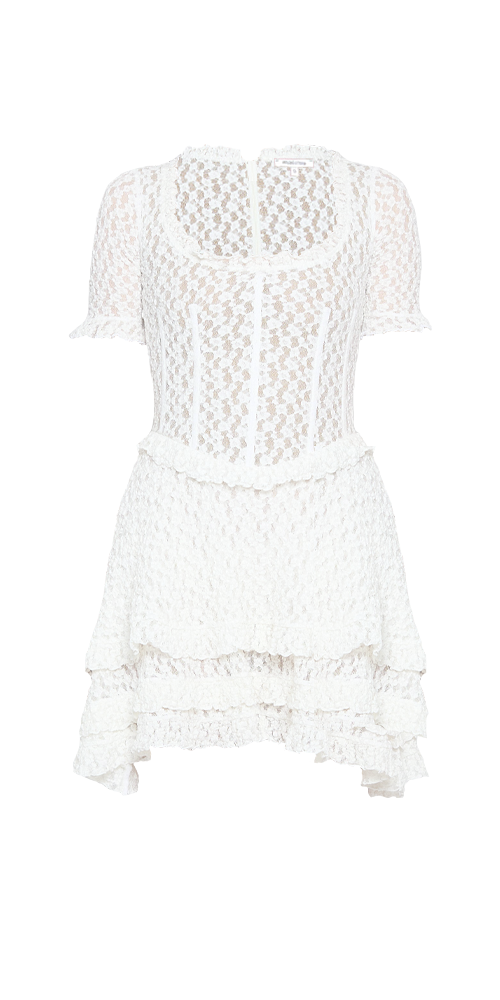 Stretch Lace Mini Dress White