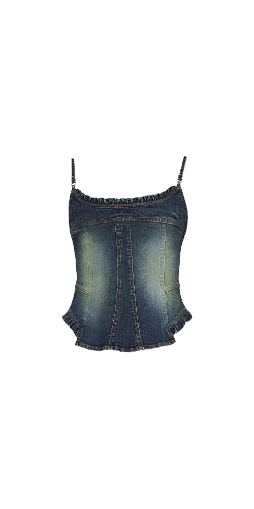 Denim Corset Top Acid Green
