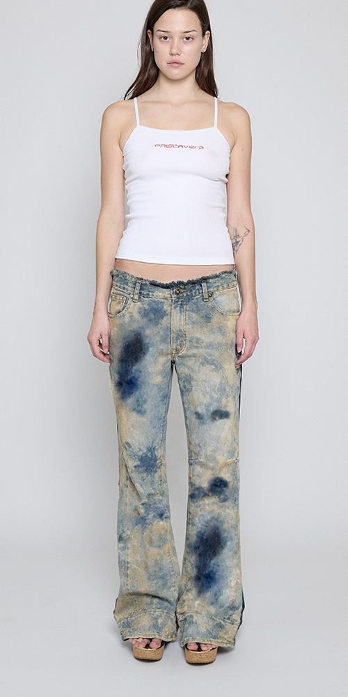 Low Rise Frayed Jeans Dune Wash