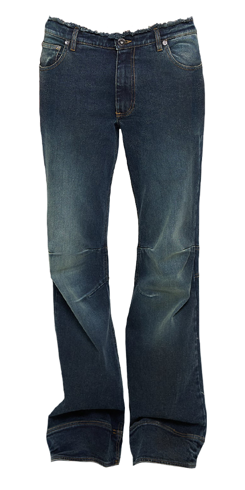 Low Rise Frayed Jeans Acid Green