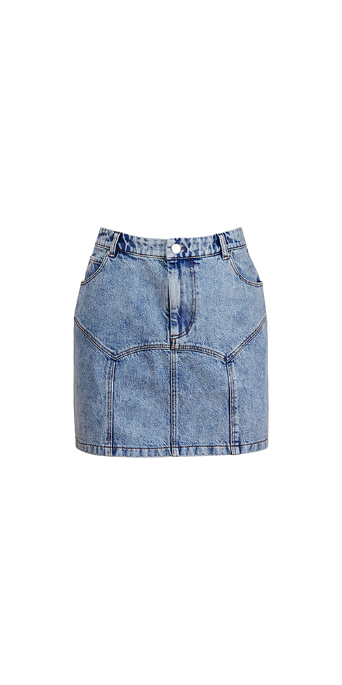 Denim Garter Skirt Acid Denim
