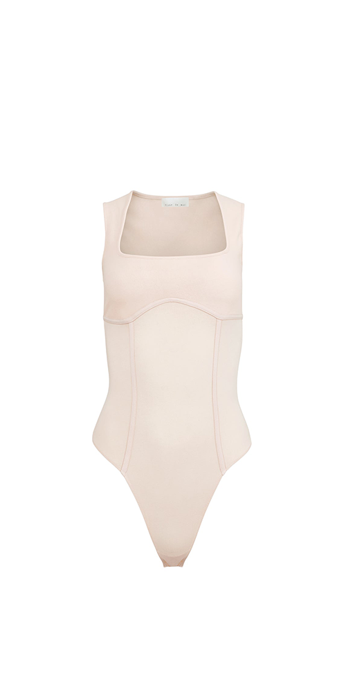 Organic Cotton Scoop Neck Bodysuit Tahini