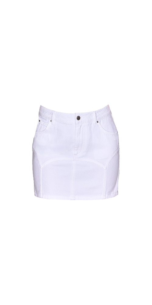 Denim Garter Skirt White
