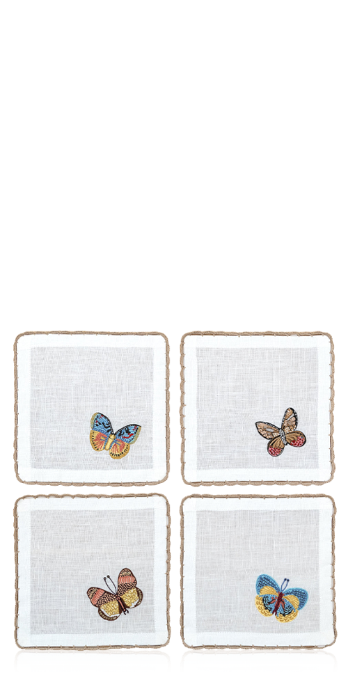 Flutter and Lace Cocktail Napkins, Set of 4