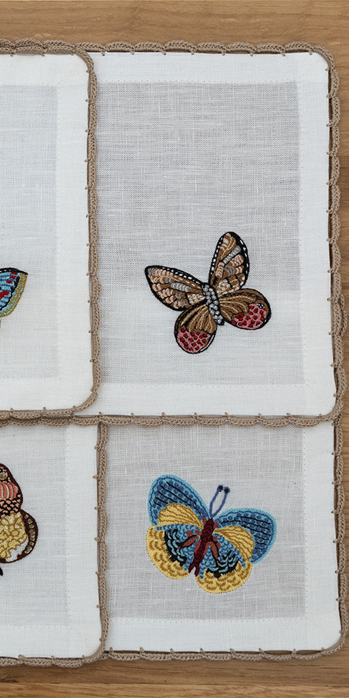Flutter and Lace Cocktail Napkins, Set of 4