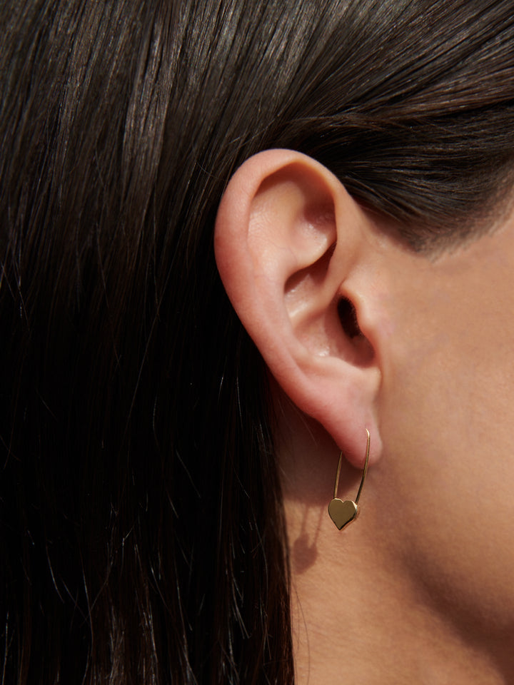 Heart Safety Pin Earring