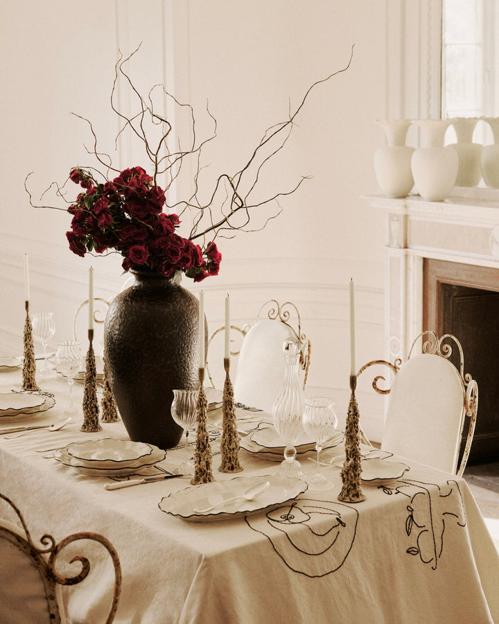 Fiera Candle Holder in Aged Brass