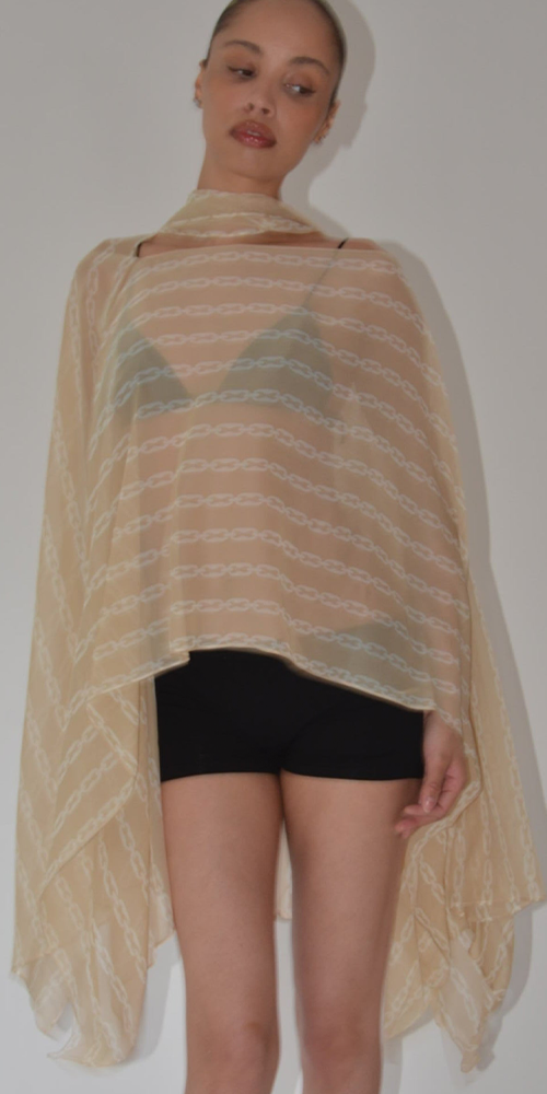 Silk Smoke Caftan Cream Chain