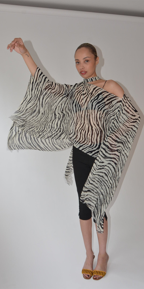 Silk Smoke Caftan Zebra