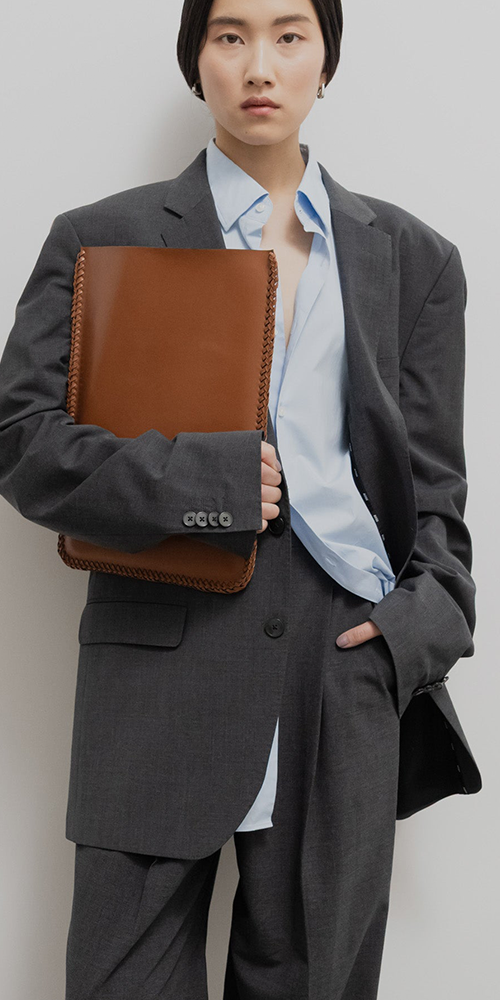 Laced Leather Laptop Sleeve