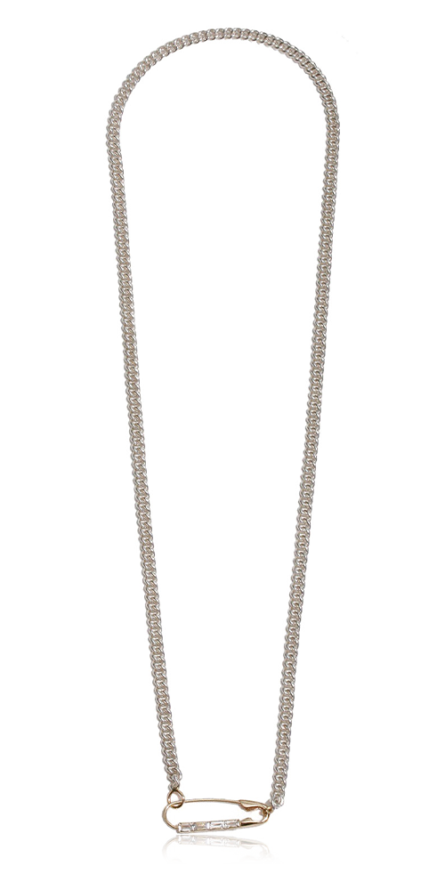 Petite Industrial Baguette Safety Pin Necklace