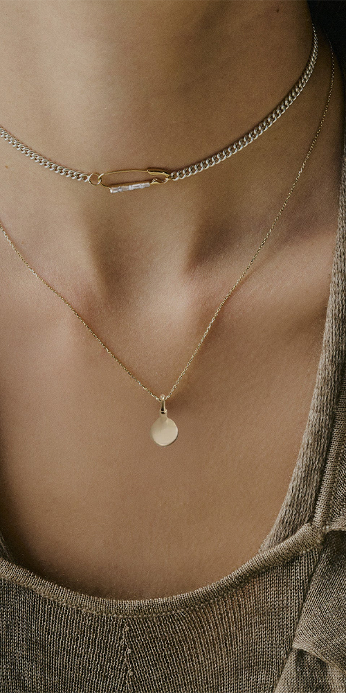 Petite Industrial Baguette Safety Pin Necklace