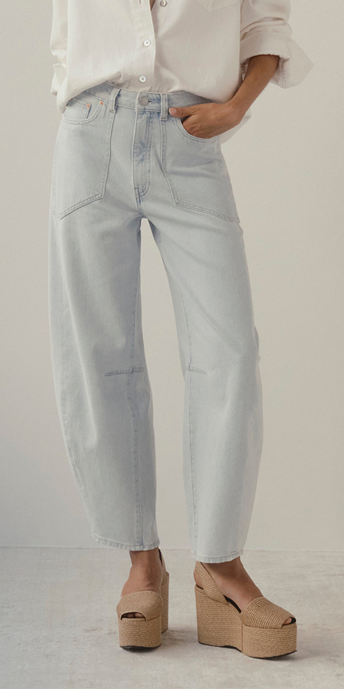 Miro Barrel High Rise 28" Jeans Saltstone