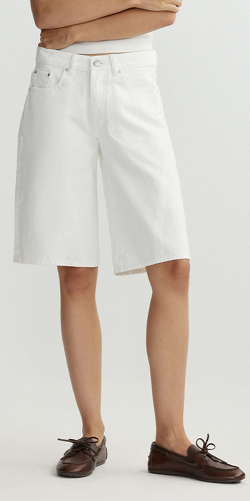 Abby Relaxed Jean Short Low Rise 13" White