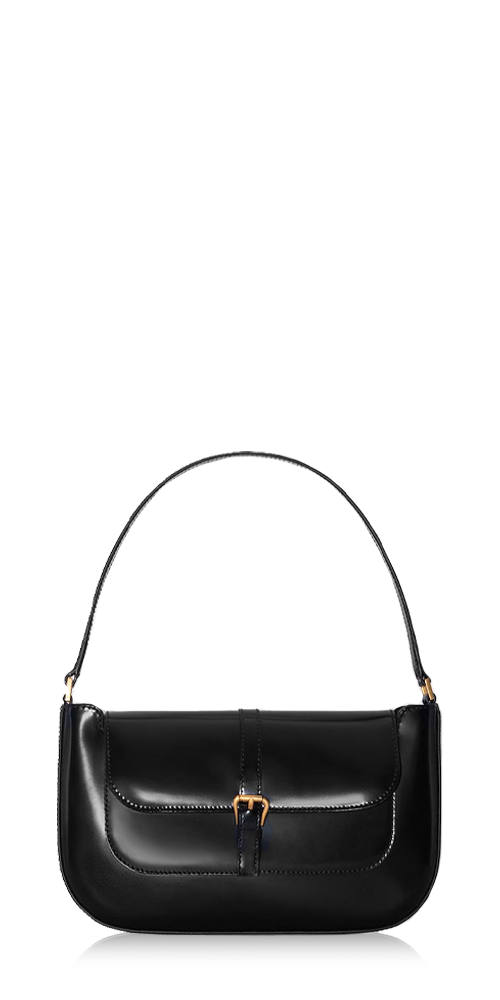 Miranda Semi Patent Leather Shoulder Bag Black