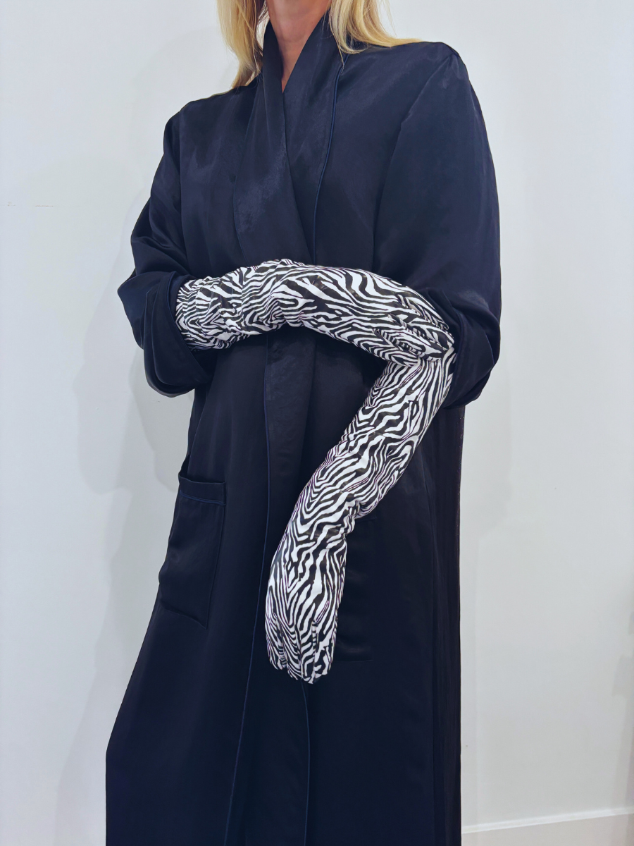 Leather opera gloves Zebra