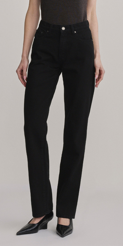 Cate Classic Straight High-Rise 31" Jeans Black