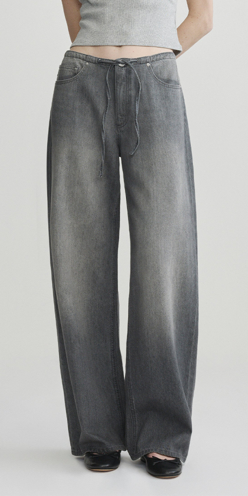 Sienna Low-Slung Drawstring Wide Leg 31" Jeans Ash Grey Aura