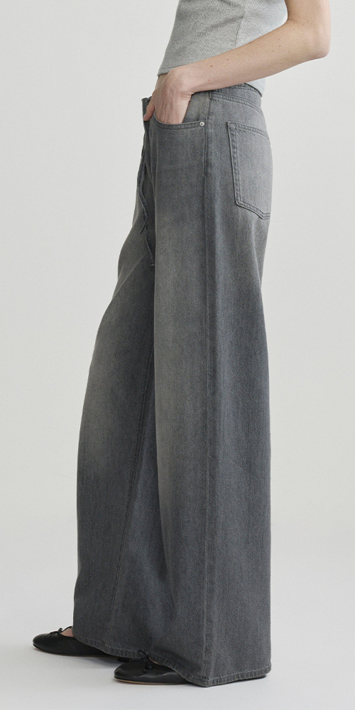 Sienna Low-Slung Drawstring Wide Leg 31" Jeans Ash Grey Aura