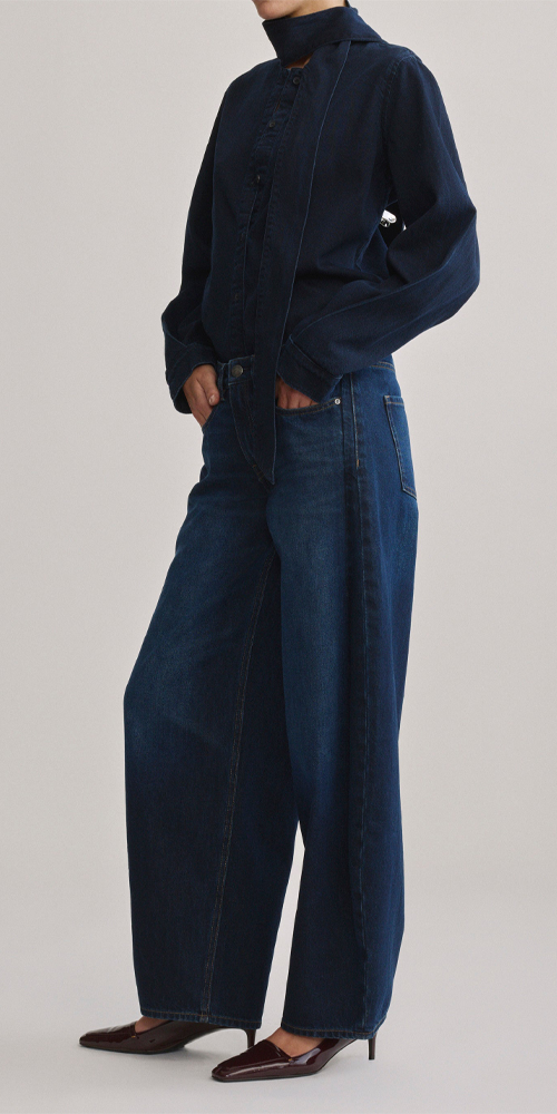 Simone Denim Tie Shirt Nightfall Aura