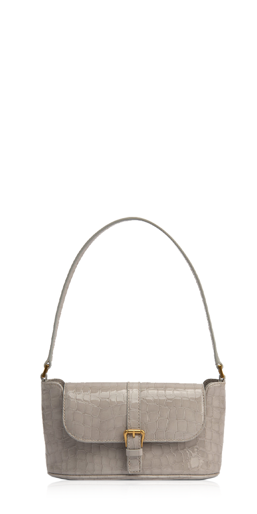 Miranda Baguette Croco Embossed Shoulder Bag Arctic Cloud