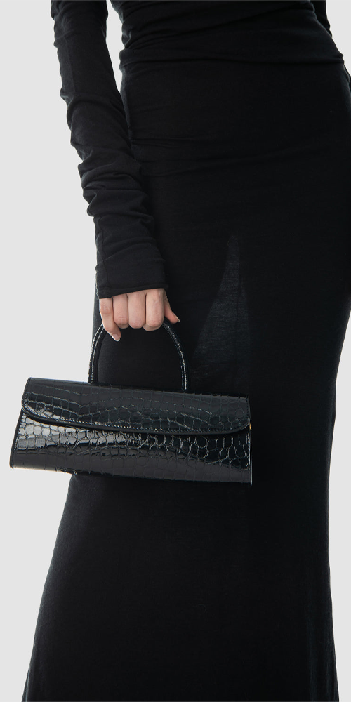 Mini Longa Croco Embossed Top-Handle Bag