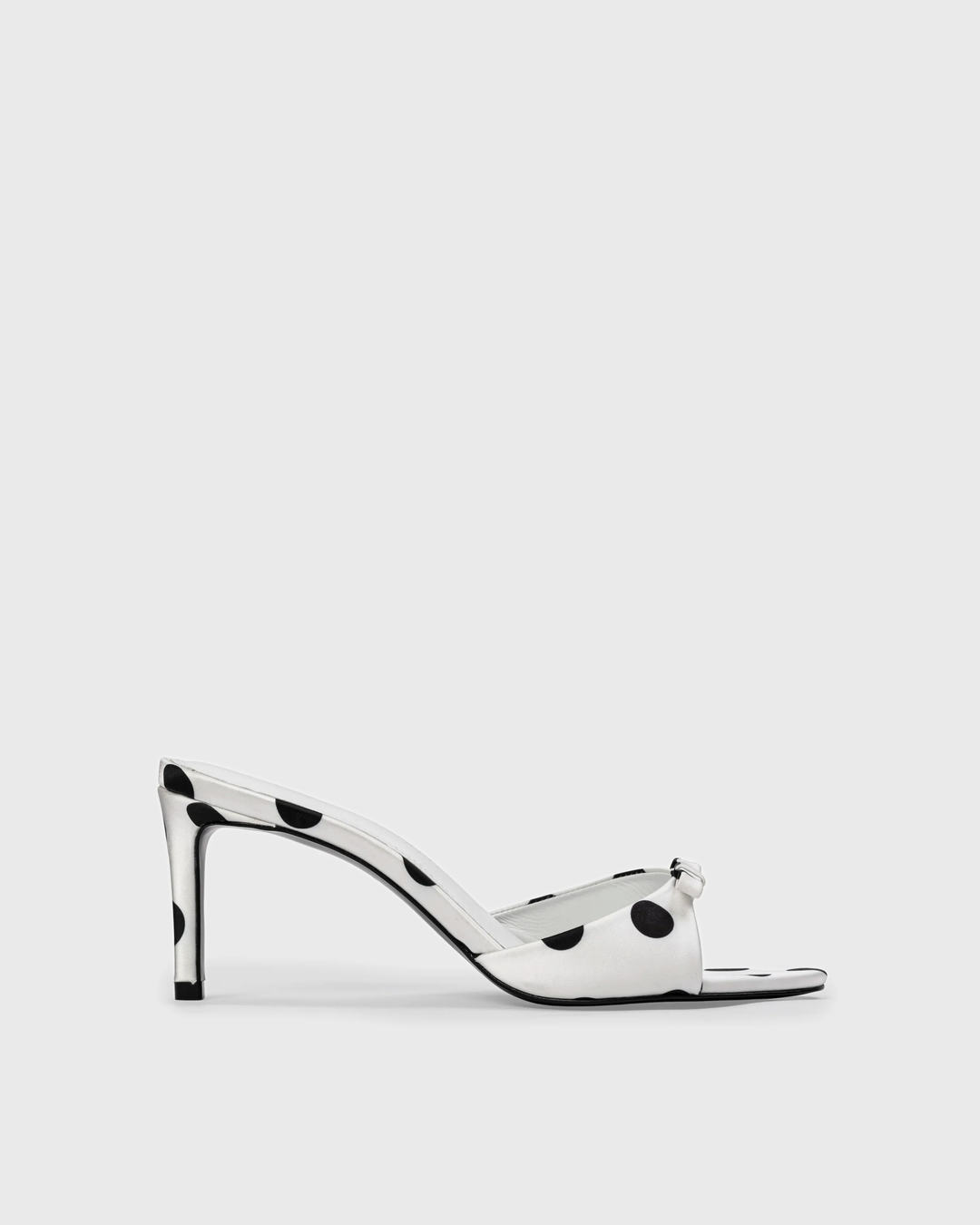 Albie 65 Satin Mule White Polka Dot